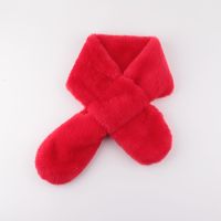 儿童围巾秋冬款潮新款韩版可爱百搭小孩加厚保暖男女宝宝毛绒围脖 红色-无娃娃