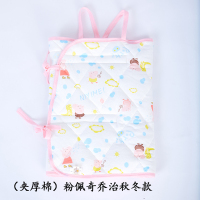 A类棉秋冬夹厚棉暖宝宝加大防踢护肚围护脐新生儿童小睡袋保暖 (夹厚棉)粉佩琪乔治秋冬款 S码70胸围*35宽建议0-1.