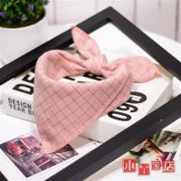 儿童围巾春秋薄款韩版棉麻女孩丝巾男女童防风纱巾宝宝婴儿小方巾 桔色 方格 6个月-7岁