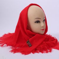 加厚中老年人围巾农村妇女奶奶婆婆老式头巾披肩劳保表演四方包巾 加厚机成印花85*85大红色