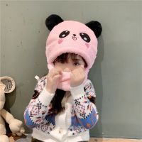 秋冬男女童宝宝帽子可爱儿童围脖围巾一体婴儿套头帽护耳加厚保暖 小熊粉色 S(2-5岁)