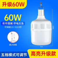 灯泡led充电节能可移动家用超亮夜市地摊摆摊停电户外照明应急灯 升级款60w五档调光 其它 白