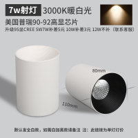 GDDS明装筒灯led长桶无眩射灯防免开孔天花北欧cob客厅卧室过道 全白7w3000K暖白光 高显指射灯(白加黑请备注
