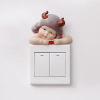 欧式灯开关贴墙贴创意装饰插座保护套家用客厅可爱卡通树脂3d立体 小牛精灵