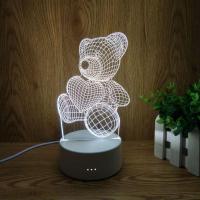 3d小夜灯卷毛狗宇航员DIY创意可爱儿童房台灯女朋友闺蜜生日礼物 三色按键 小熊