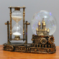 水晶球音乐盒八音盒情人节毕业生日礼物送男女生老师同学朋友沙漏 633金色闪灯款