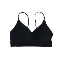 馨帮帮Bra 简约舒适木耳边背心式内衣女防走光学生胸罩无钢圈文胸 黑色 均码