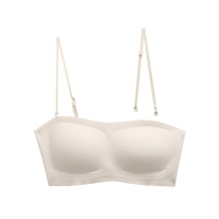 淡时光无肩带内衣女小胸聚拢防滑隐形抹胸式无痕文胸罩无钢圈薄款 恋白色(套头抹胸款) M(建议70ABC/75A)