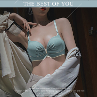 乳胶内衣女小胸聚拢收副乳防下垂少女日系文胸罩内裤一套装调整型 石绿色-单内衣 70A=32A(厚杯约2.0CM)