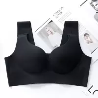 无痕内衣女薄款无钢圈收副乳防下垂胸罩性感小胸聚拢睡眠文胸套装 黑色 S(32/70ABC)