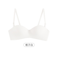 半杯聚拢文胸小胸平胸专用无钢圈二分之一神器罩杯夏季无痕内衣女 栀子白 XL ( 建议85AB 80C)