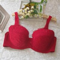 特大码舒适内衣大罩杯显小缩胸文胸薄款透气胖mm乳罩调整型大胸罩 红色 75B