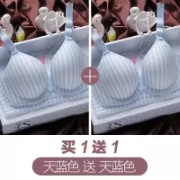 哺乳文胸聚拢防下垂喂奶薄前开扣式无钢圈产后孕妇内衣胸罩怀孕期 天蓝色+天蓝色 34/75