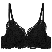 歌力诺内衣女小胸聚拢夏季法式三角杯胸罩白色平胸无钢圈薄款文胸 黑色 32/70A
