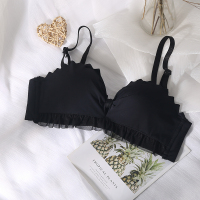 白色内衣女小胸聚拢收副乳防下垂夏季薄款调整型无钢圈文胸罩套装 黑色 32/70A