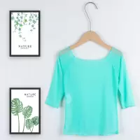 舞蹈服网纱上衣女童中袖芭蕾舞形体练功服罩衫儿童古典舞纱衣新款 薄荷绿 110