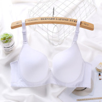 有钢圈超薄海绵杯光面无痕冰丝聚拢侧收立体硬罩杯大码文胸内衣 白色 34/75B