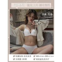 小胸聚拢内衣女aa杯无痕收副乳调整型无钢圈防下垂加厚文胸罩套装 白色-套装 70A=32A(厚杯约2.5cm)