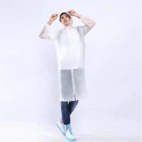 男女成人长款大帽檐雨衣大童学生风衣式透明水晶雨披带防雨书包罩 EVA风衣白色 M