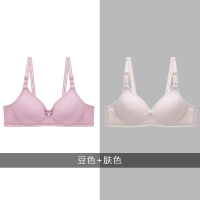 40-50岁中老年文胸无钢圈薄款无痕妈妈内衣女夏小胸舒适老人胸罩 豆沙+肤色 34/75A