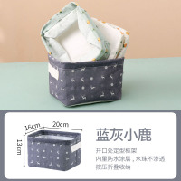 布艺杂物化妆品收纳盒 办公室桌面整理置物架棉麻防水布料储物盒 灰色小鹿