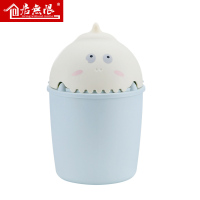 桌面垃圾桶迷你可爱收纳桶小号台面茶几创意恐龙卧室办公室有盖桶 蓝色