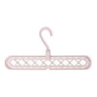 衣柜挂衣架收纳神器多功能学生宿舍衣橱整理晾衣晒家用折叠挂衣服 粉色-九孔衣架 2个