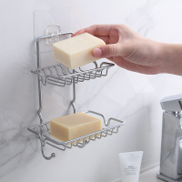 双层香皂盒肥皂盘皂托铁艺沥水免打孔壁挂式皂架洗衣皂盒沥水皂盒