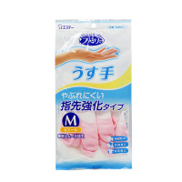 日本本土SHOWA手套鲨鱼油橡胶植绒中厚家务洗碗洗衣清洁防水 小鸡指尖加厚款粉色 S