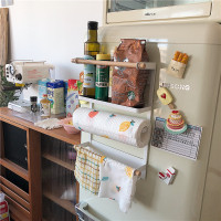 *漂亮的小姨妈* ins简约冰箱置物架铁艺磁铁多功能收纳架杂物架子 冰箱置物架 3层