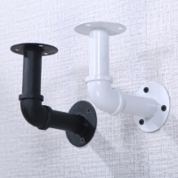 铁艺水管层板书架墙上置物架墙壁花架一字隔板搁板隔板壁挂置物架 黑色白色支架(10cm*10cm)