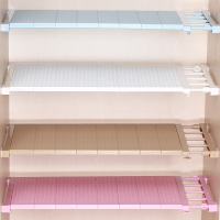 衣柜内收纳分层架隔板宿舍分隔板衣橱柜子隔层隔断免钉伸缩置物架 白色 长23-30CM 宽24CM 1层