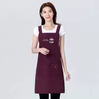 防水围裙袖套套装水产专用工作服女时尚厨房家用防油围腰韩版日系 紫色围裙