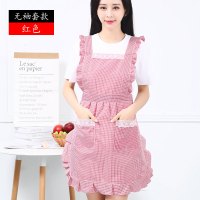 韩版女时尚公主围裙超薄厨房家用防水防油可爱日系工作服夏天薄款 红色(不带袖套)