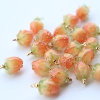热缩滴油花苞树脂小草莓挂件DIY清新超仙气耳环制作材料汉服首饰 橙色小草莓 2个装