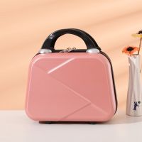 复古手提小行李箱女14寸化妆包16寸手提小旅行箱结婚箱小箱子 玫金色【信封款】 14寸（无锁）