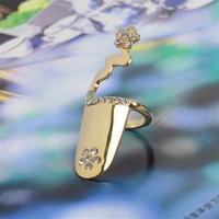 厂家直销人个性饰品指环指甲韩版时尚指甲戒指套护甲假指水钻甲 J35金色 闭口