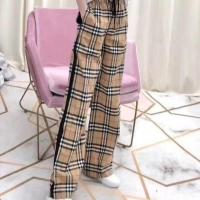 欧货格子休闲裤英伦风复古夏季直筒裤高腰松紧抽绳阔腿裤潮流女裤 格子长裤[优质] M