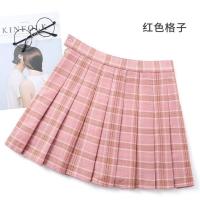 格子裙高腰短裙女春夏季半身裙学生韩版百褶裙子学院风女装防走光 A款红格子 四季款 XS 60-80斤