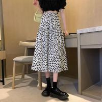 设计感小众复古显瘦松紧带高腰遮胯A字裙子中长款碎花半身裙女夏 黑色 S