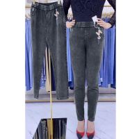 大码微喇牛仔裤女2021春秋新款高腰显瘦松紧腰洋气休闲微喇叭裤潮 黑色 特价款 [小脚裤] M 建议85-105斤