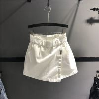 欧货2021夏装新款百搭松紧高腰牛仔短裙裤裙女显瘦A字包臀a半身裙 白色 S