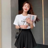 夏季新款半身裙2021短款蓬蓬裙大码高腰百褶裙伞裙胖mm显瘦裙子 黑色 带安全裤 M （80-90）斤