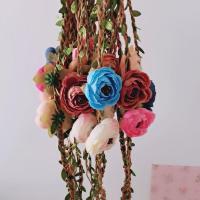 帽子配饰花环批发仿真玫瑰花钩帽子diy手工编织配饰帽子装饰材料 花环颜色随机发5条