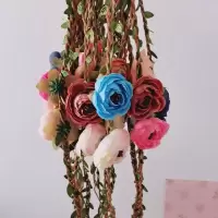 帽子配饰花环批发仿真玫瑰花钩帽子diy手工编织配饰帽子装饰材料 花环颜色随机发5条