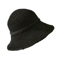帽子手工编织春夏秋材料包帽子材料包冰麻空心线勾遮阳夏凉帽 渔夫黑(不是成品帽子)