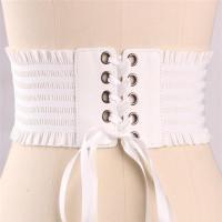 女士时尚流苏系带腰带蕾丝花边宽腰封百搭羽绒服装饰腰带蝴蝶结潮 白色