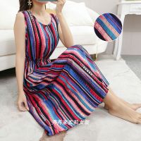 棉绸连衣裙民族风碎花仙女裙蝙蝠袖中长款海边度假沙滩人造棉裙子 H3圆点红蓝 M (80-100)斤