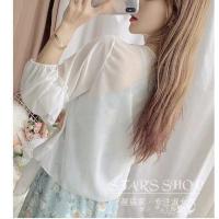 雪纺防晒衣吊带裙碎花连衣裙女新款雪纺时尚气质两件套装裙子 白色防晒上衣[单件开衫] 只做好质量 S [95以下]