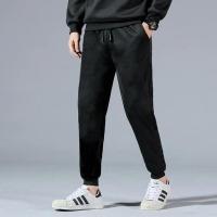 笑脸休闲裤男修身韩版束脚男裤学生九分裤松紧带潮流百搭哈伦裤 皮绳黑色 (腰部松紧带) S